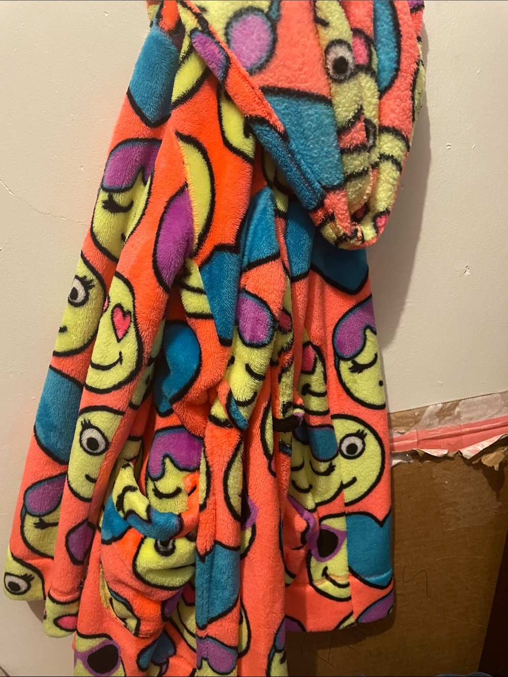 Justice Neon Pink & Purple Emoji Fleece Robe